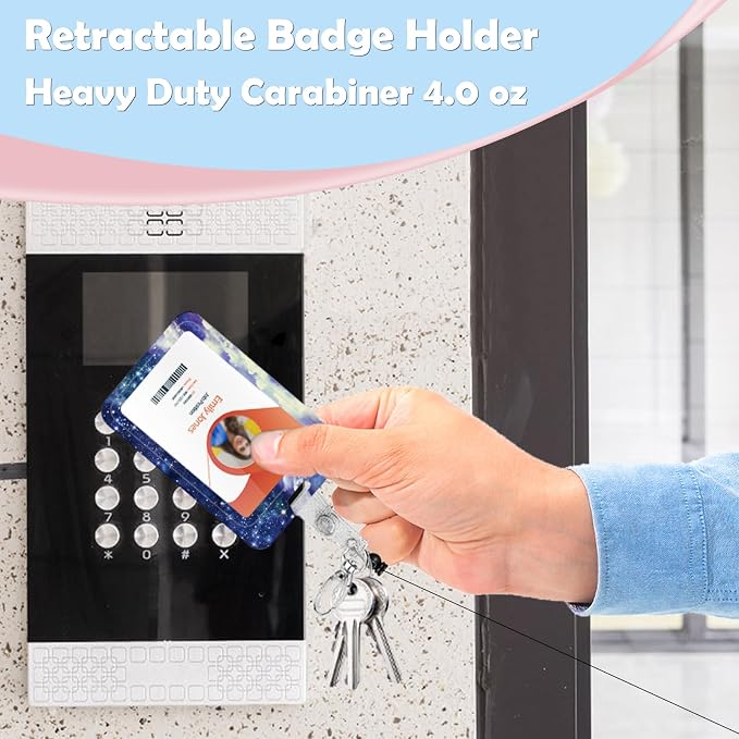 ID Badge Holder with Lanyard, Retractable ID Badge Card Holders Detachable Neck - Image 3