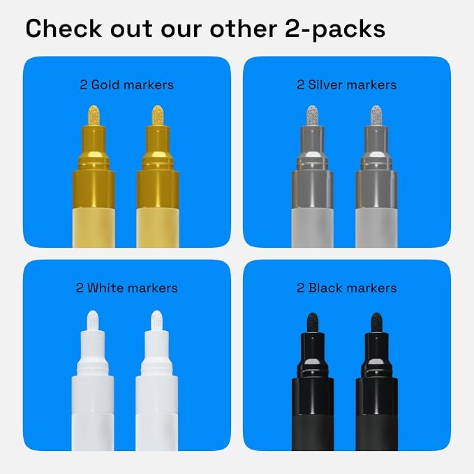 ARTISTRO 2 Black Acrylic Paint Markers - 3mm Medium-Tip Paint Pens - Perfect - Image 6