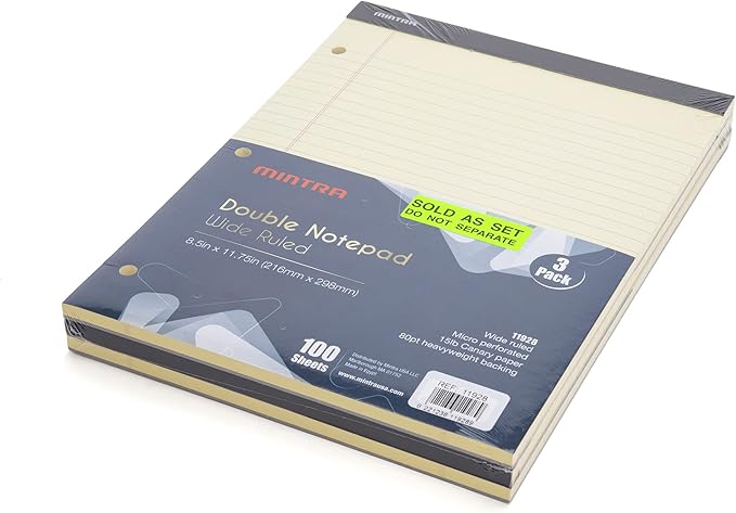 Mintra Office Legal Pads (Double Pad 3pk (Canary), 8.5in x 11in (Wide Ruled))-DeskLoop Office