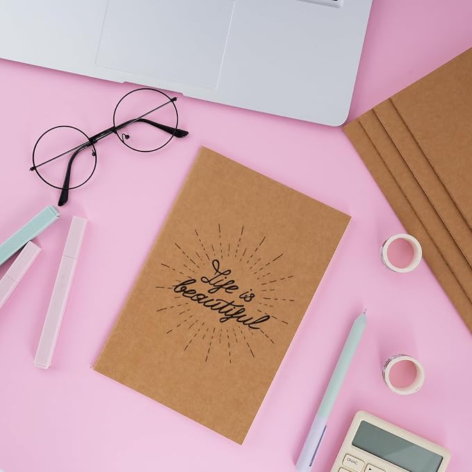 EOOUT 100pcs Lined A5 Kraft Notebook, Journals - Image 5
