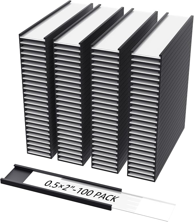 MaxGear 100 Pack C Channel Magnetic Label Holders, 0.5 x 2 | Magnetic Labels by MaxGear