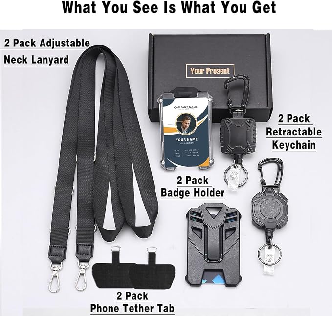 Badge Holder Retractable Clip Heavy Duty Carabiner Badge Reel Keychain - Image 2