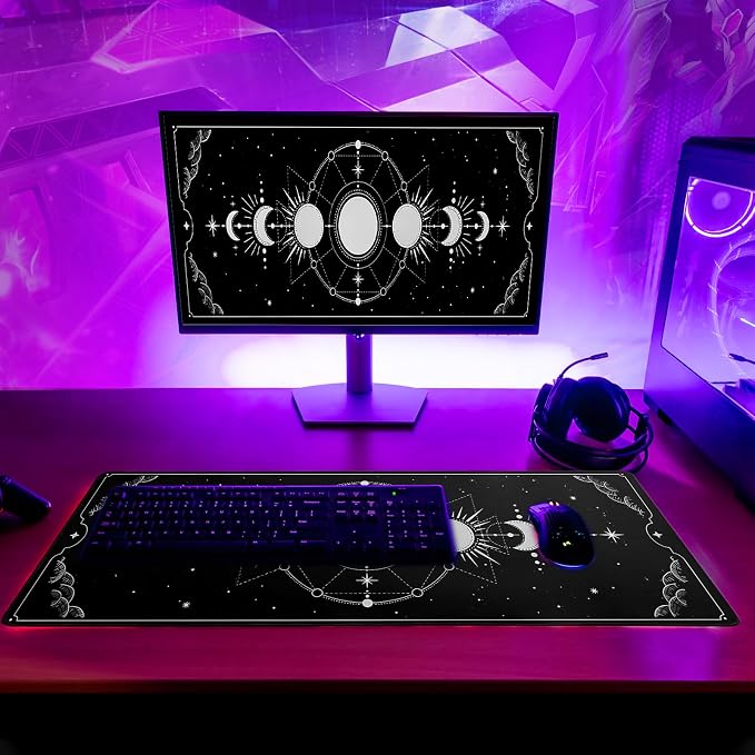 Sun Moon Gaming Mouse Pad Black Large Mouse Pad - Image 6