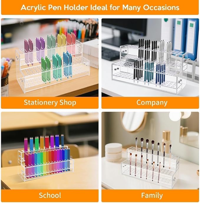 2PCS 96-Slots Pen Display Stand, 2-Tier Acrylic Pen Holder - Image 3