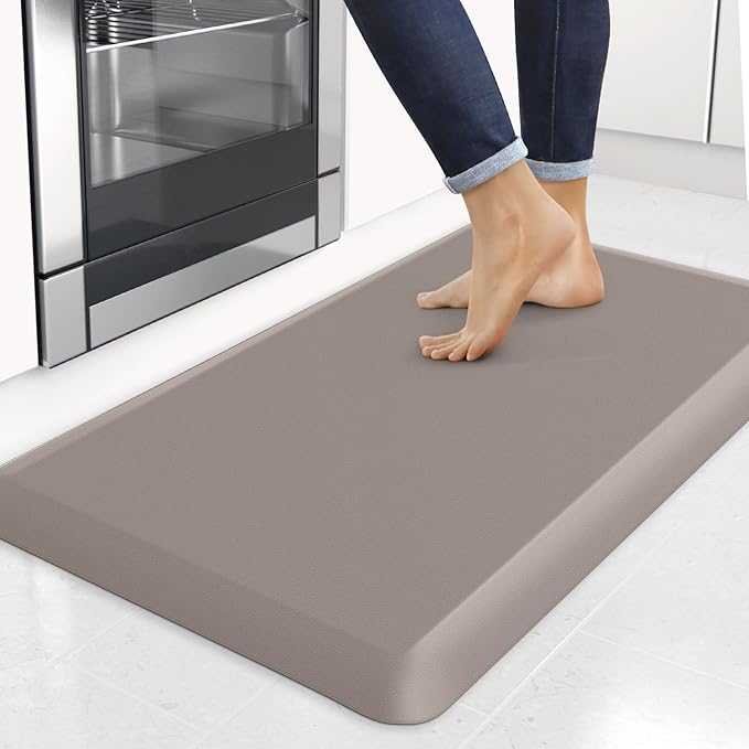 4/5 Inch Thick Kitchen Mats for Floor, StepRite Kitchen Rug for Standing Desk, Non-Slip, Thicker, Stain Resistant, Waterproof, Comfort Anti Fatigue Floor Mat for Home, Kitchen, Office - Khaki,32*20''-DeskLoop Office