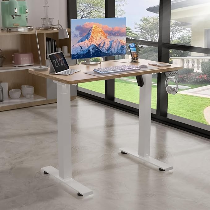 35 * 20 Electric Standing Desk, Adjustable Height Sit Stand Up Desk, Motorized Home Office Computer Gaming Workstation Desk-DeskLoop Office