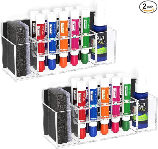 HBlife 2 Pcs Acrylic Magnetic Dry Erase Marker Holder by HBlife