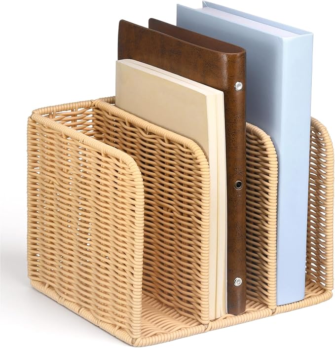 Novabright Synthetic Rattan File Magazine Holder Desk Organizer, 3 Vertical by Unknown