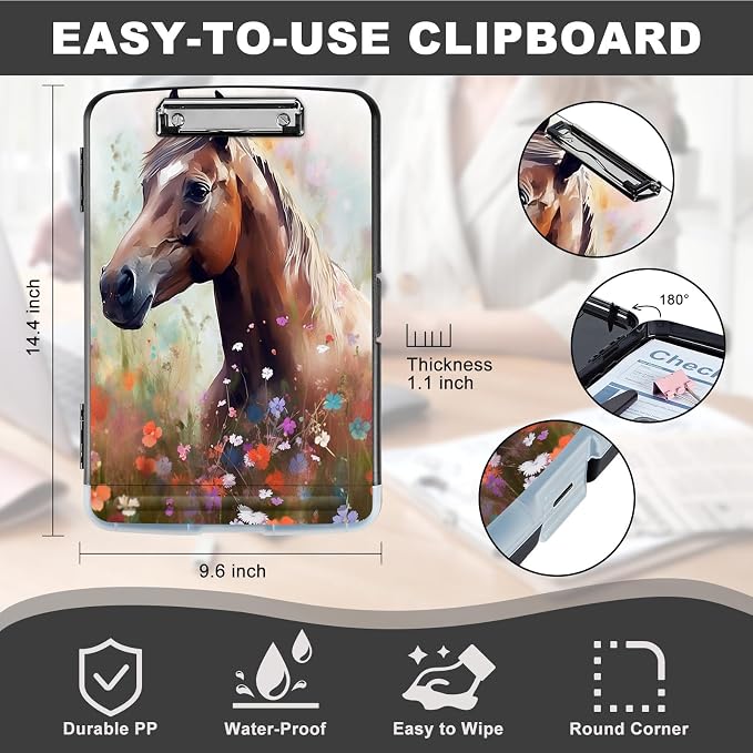 Clipboard with Storage, Heavy Duty Plastic Storage Clipboard with Low Profile - Image 2
