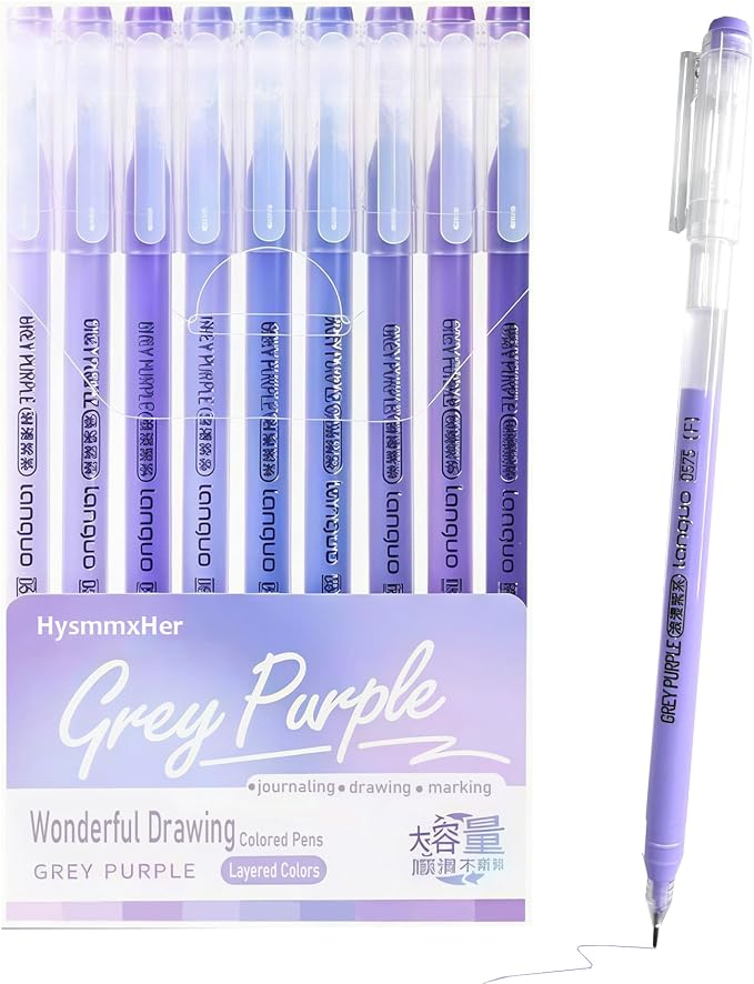 9 Colored Gel Pens Set, 0.6mm Fine Point by HysmmxHer