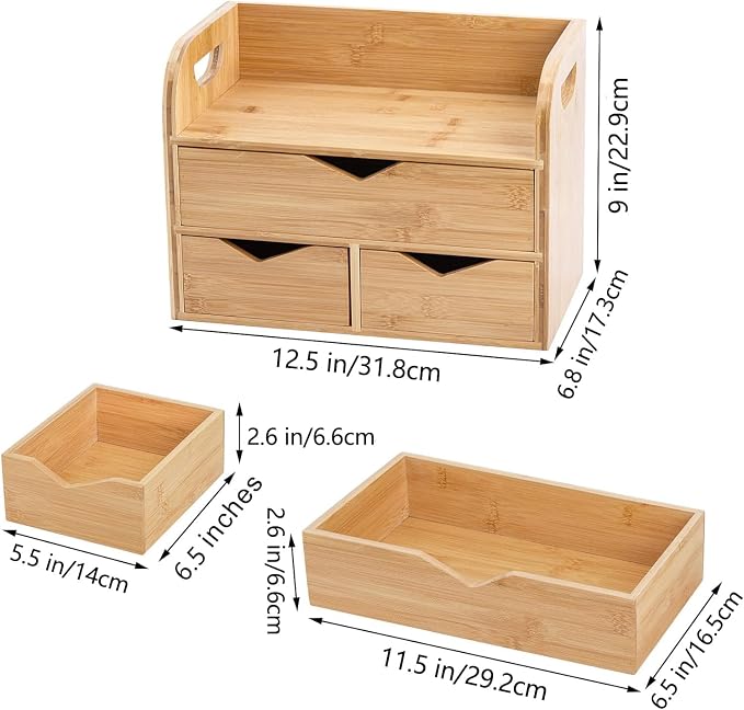 Hacaroa 3 Tier Bamboo Desktop Organizer - Image 3