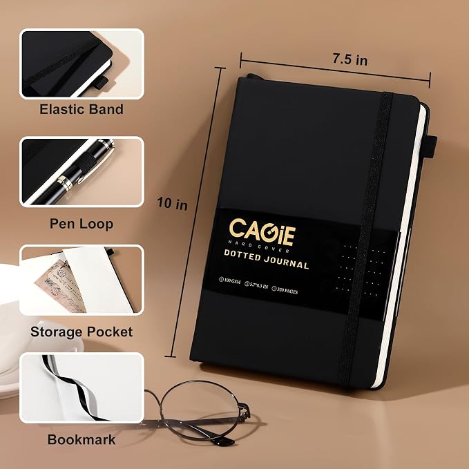 CAGIE Bullet Dotted Journal Notebook 320 Pages 100 GSM Paper Hardcover B5 Dot - Image 5