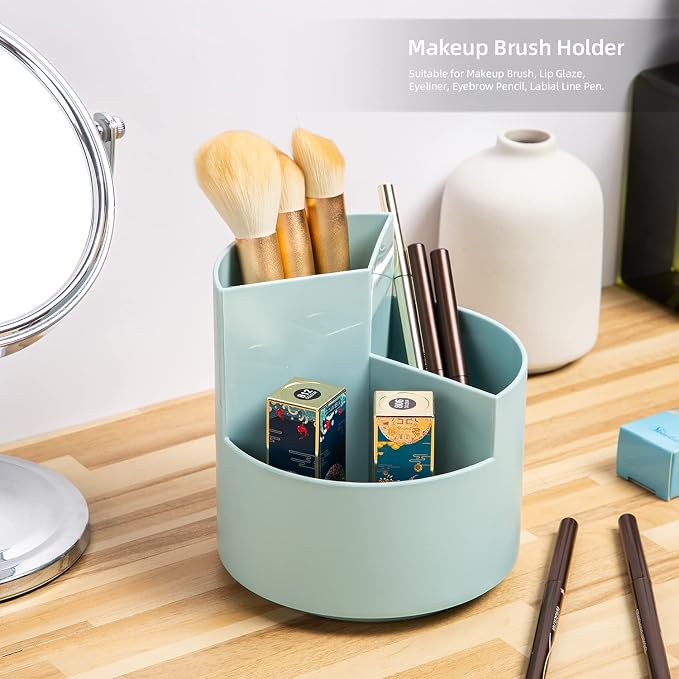 Desk Pencil Pen Holder, 3-Slot 360 Spinning Desk Organizer, Cute Pencil Cup Pot - Image 6