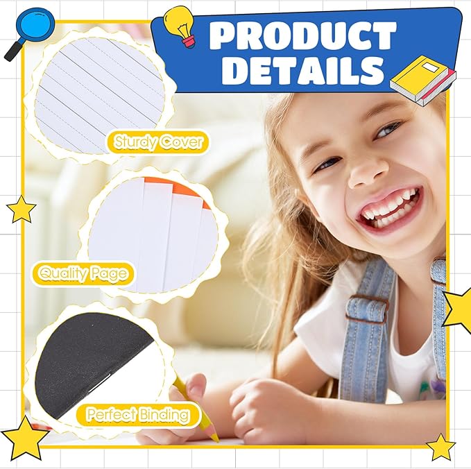 Henoyso 12 Pcs Primary Composition Notebook K-2 9 3/4 x 7 1/2 Inch Primary Journal, Back to School Supplies, Bulk Blank Writing Book for Kid to Write Draw Journal 60 Page Notebooks (Black)-DeskLoop Office