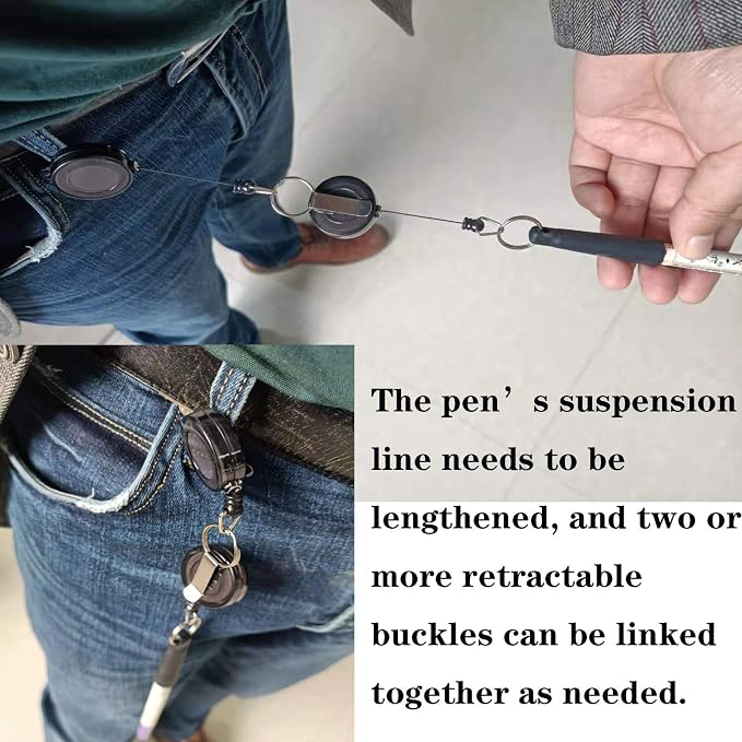 Duty Retractable Pull Pen Holder -Thick Nylon Cable- Ideal - Image 5