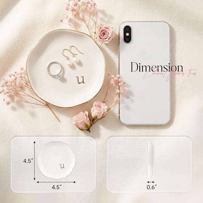 Ceramic Jewelry Tray, Personalized Initial Jewelry Dish - Image 2