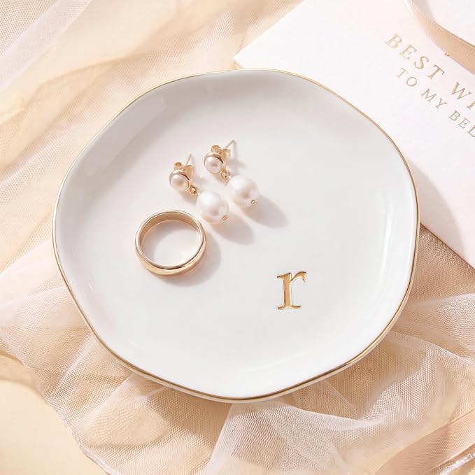 Ceramic Jewelry Tray, Personalized Initial Jewelry Dish by GIVITASOT