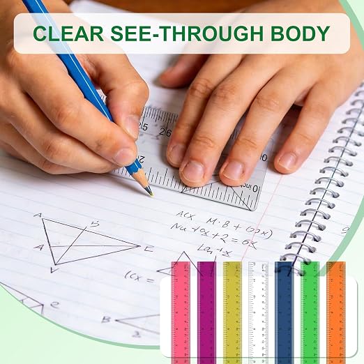 7 Pack 12 Inch Rulers, 30 cm Transparent Rulers, - Image 4