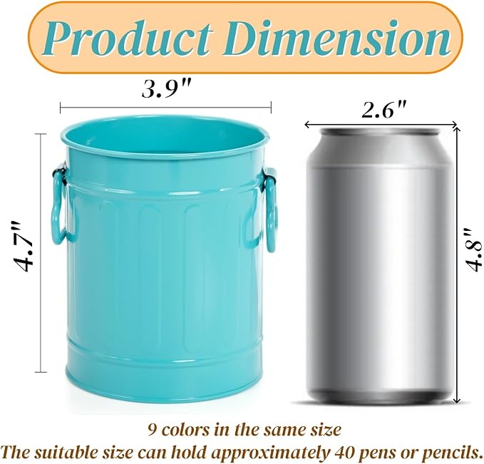Noamus 9 Pack Metal Pen Holder, Mini Pencil Bucket - Image 2