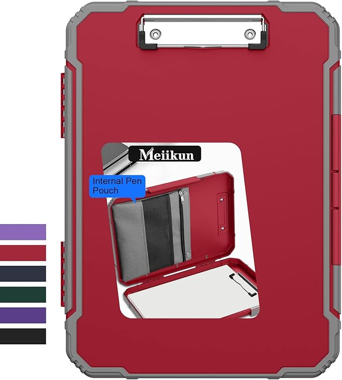 Meiikun Clipboard with Storage, Rugged Shockproof Protective, Internal Pen by Meiikun