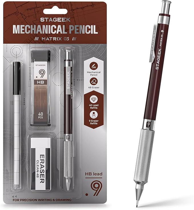STAGEEK 0.9mm Mechanical Pencil, Metal Art & Drafting Pencil by STAGEEK