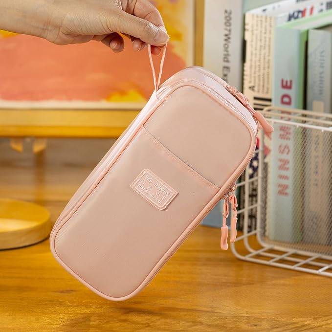 CICIMELON Large Pencil Case Big Storage Pen Pouch Bag with Compartment for School Supplies Office College Teen Boys Girls Adults, Upgraded Pink-DeskLoop Office