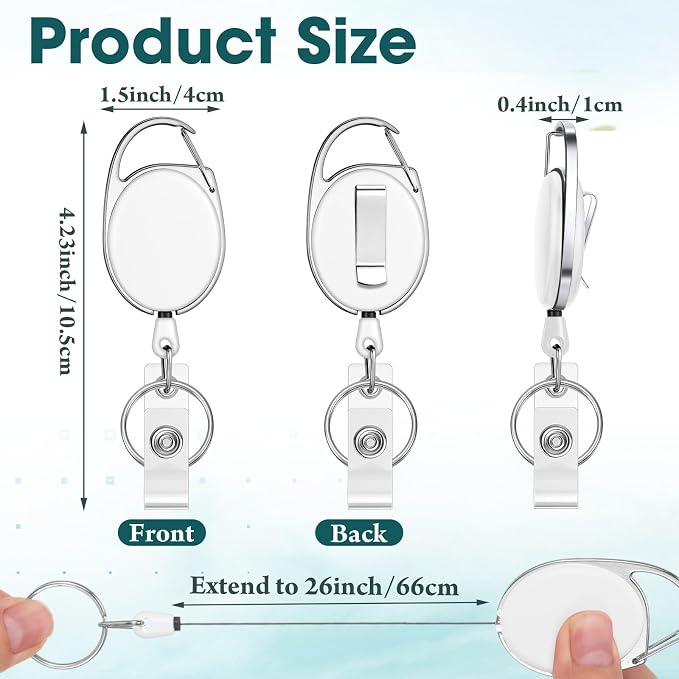 Honoson 30 Pcs Heavy Duty Retractable Badge Reels Batch ID Badge Holder - Image 2