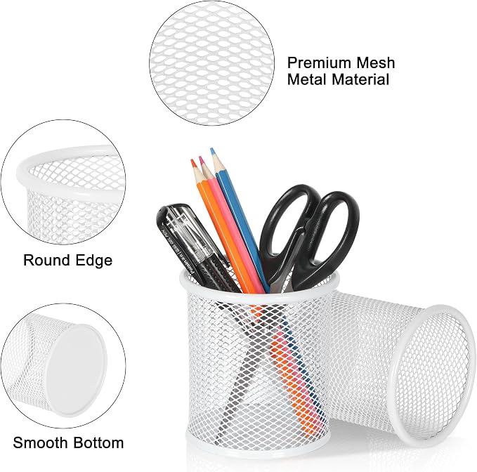 EasyPAG Metal 2-Piece Pen Holder Set Desk Accessories & Workspace Organizers - Image 2