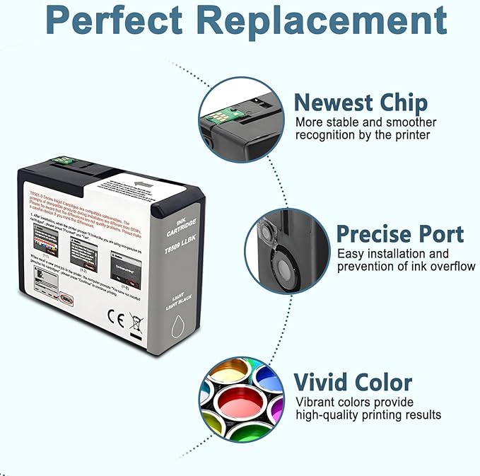 T850 Ink Cartridge T8509 T850900 Remanufactured Work for SureColor P800 (1-Pack, Light Light Black)-DeskLoop Office