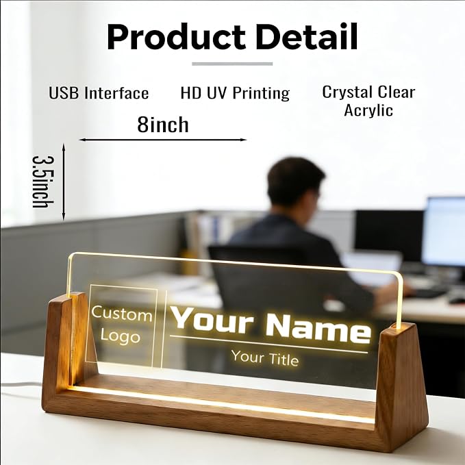 Custom Desk Name Plate, Light Up Acrylic Office Sign, Personalized Gift - Image 5