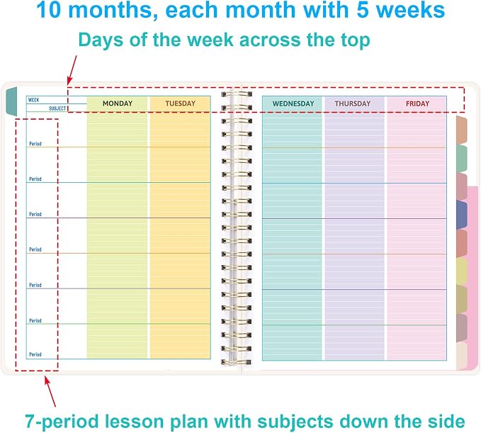 Ceiba Tree Undated Teacher Planner Lesson Planner and Record Book 8.5x11 inch - Image 4