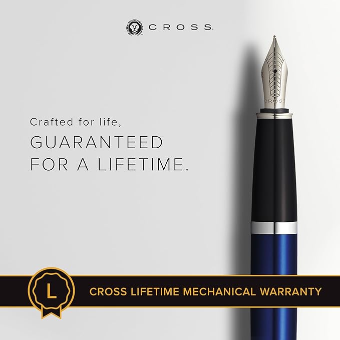 Cross Bailey Refillable Fountain Presented in a Premium Gift Box - Medium Point, Black Ink, Blue-DeskLoop Office