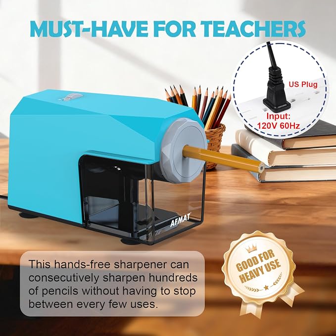 AFMAT Electric Pencil Sharpener, Fast & Hands-Free, 10K+ Uses, 5 Nibs, Fully - Image 8