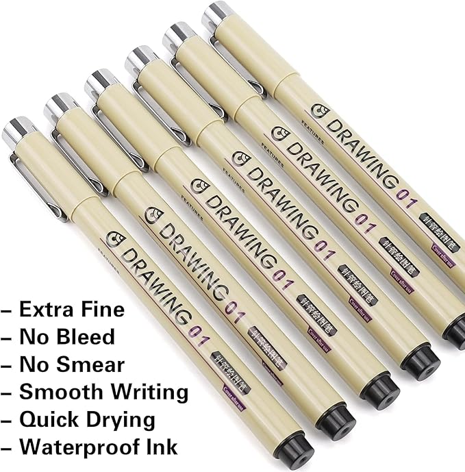 Muchcute Extra Fine Point Writing Pens:6 Black 0.25mm Ultra Thin Micron Pen 01 - Image 3