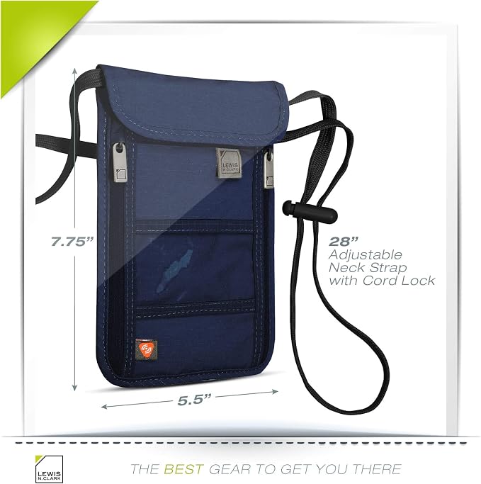 Lewis N. Clark RFID Blocking Stash Neck Wallet, Travel Pouch + Passport Holder - Image 10