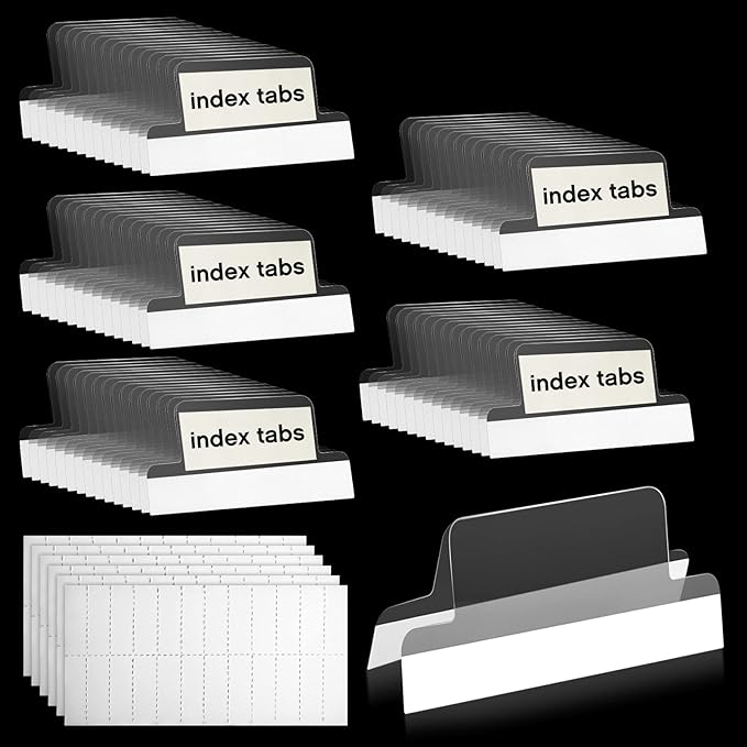 Gueevin Insertable Self Adhesive Tabs with Printable Inserts, 1 Inch Clear Index Tabs, 100 Pieces-DeskLoop Office