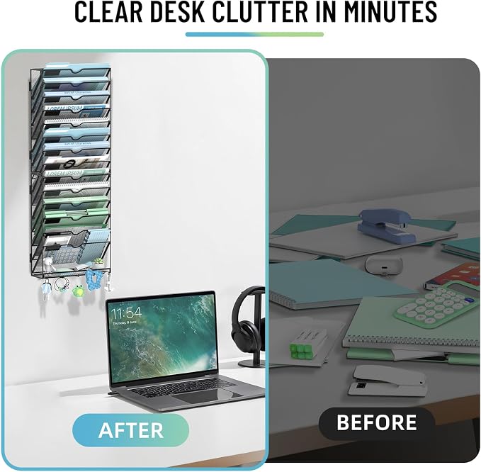 SUPEASY Wall File Organizer, 15 Tier Hanging File Organizer - Image 4