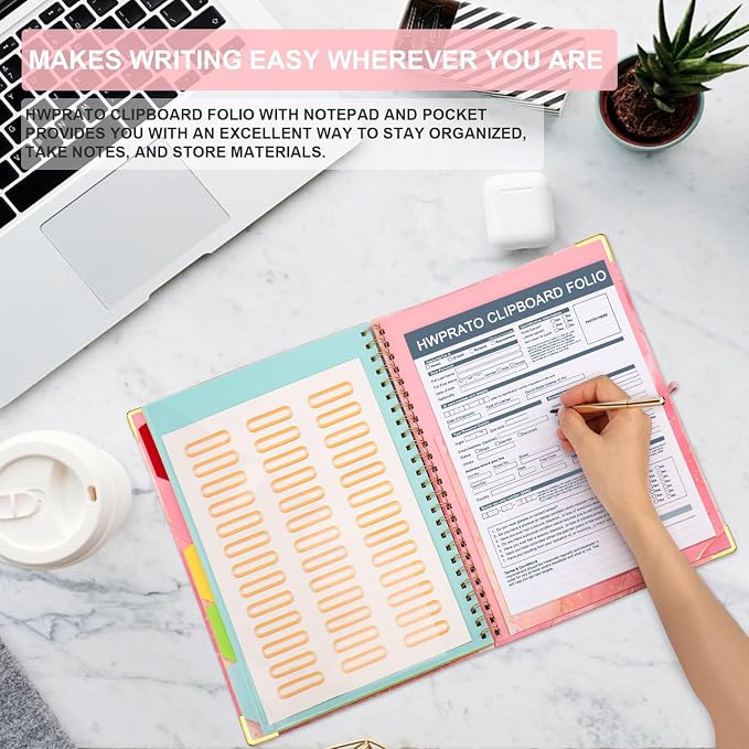 HWPRATO Spiral Clipboard Folio Letter Size Clipboard Folio 5 Dividers - Image 7