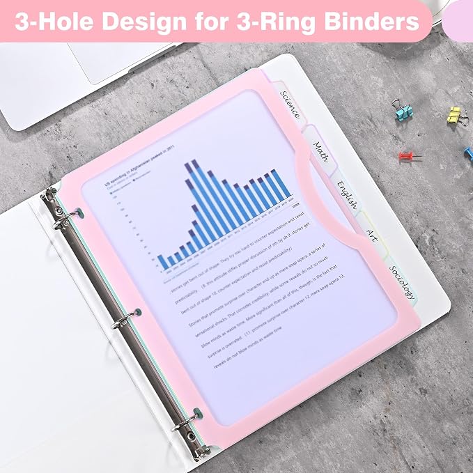 15 Counts Dividers with One Full Pocket, 5-Tab Binder Dividers - Image 6