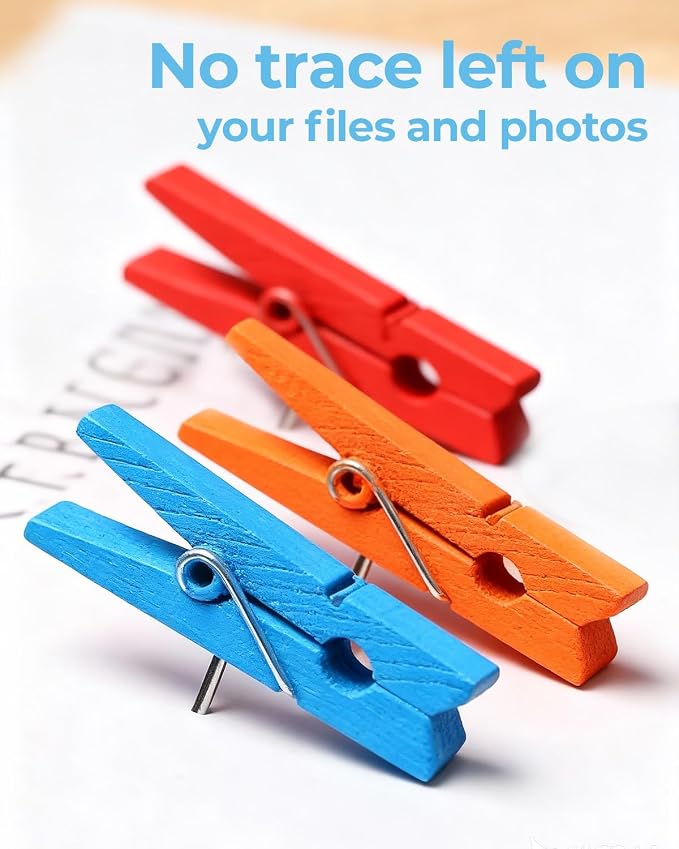 80Pcs Colorful Wooden Push Pin Clips, Decorative Thumbtack - Image 4