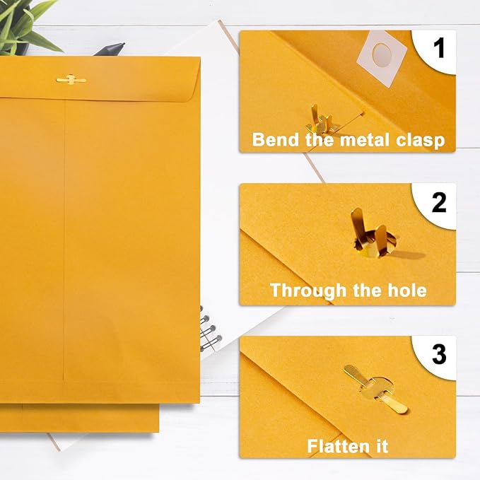 Clasp Envelopes 9x12, 100 GSM Paper, 100 Pack Goefun Brown Kraft Manilla - Image 5