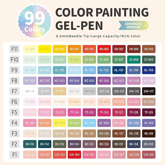Gel Pens for Adult Coloring Books, 99 Colors Set Gel Colored Pens Marker, Perfect Gel Pens for Adult Drawing Doodling Journaling, Art Supplies and DIY Crafts-DeskLoop Office