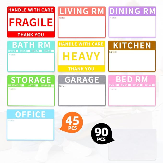 Azureal 540 PCS Moving Labels, 10 Color Coded Moving Stickers Including Fragile - Image 3