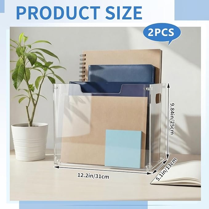 Novabright 2 Pack Acrylic File Organizer Box - Image 2