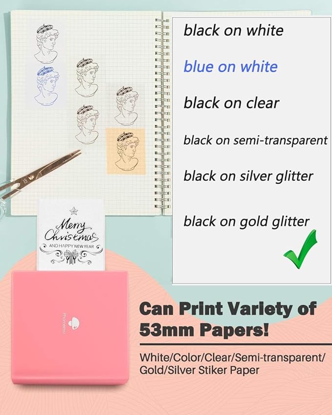 Phomemo Sticker Printer- Mini Thermal Sticker Printer Machine, Small Pocket Label Maker Instant Print for DIY Creation, Study Notes, Photos, Portable Inkless Photo Maker for Kids/Students, Pink-DeskLoop Office