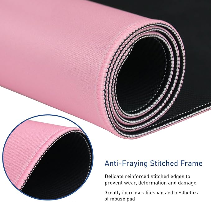 Large Mouse Pad with Stitched Edges, Durable Non-Slip Natural Rubber Base - Image 2