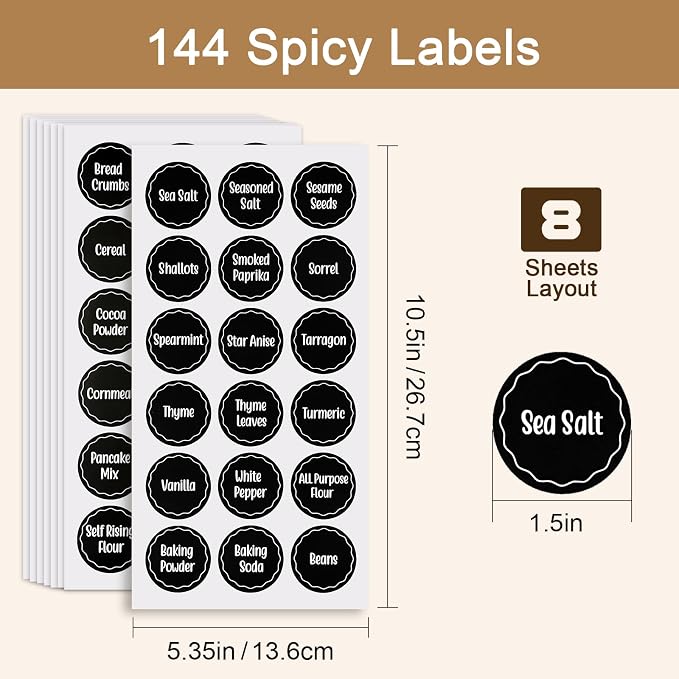 Aixoom 144PCS Spice Labels Stickers - Image 3