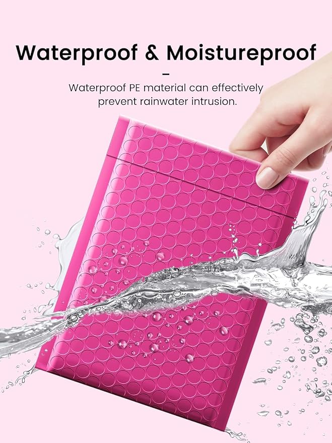 GSSUSA Pink Bubble Mailers 6X10 Inches 500 Pack, Padded Poly Bubble Mailer - Image 4