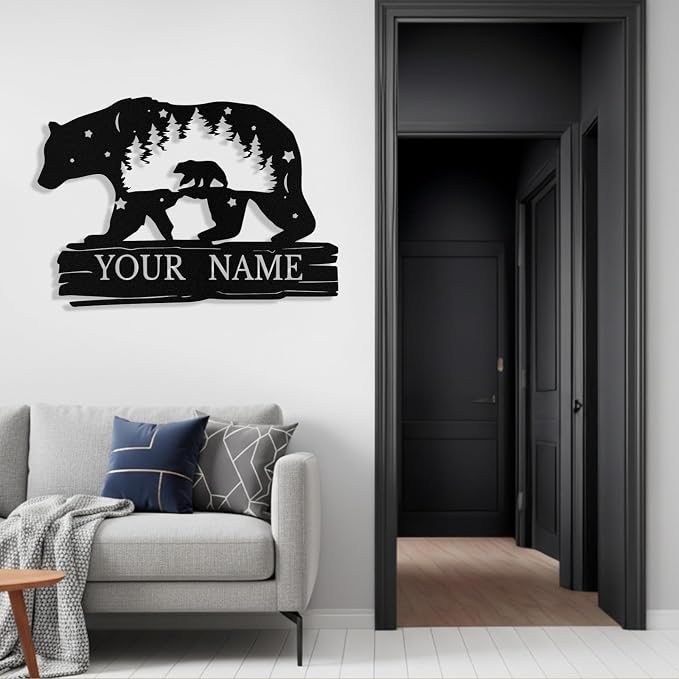 Custom Bear Metal Sign, Custom Bear Metal Wall Art Decor, Personalized Last - Image 5