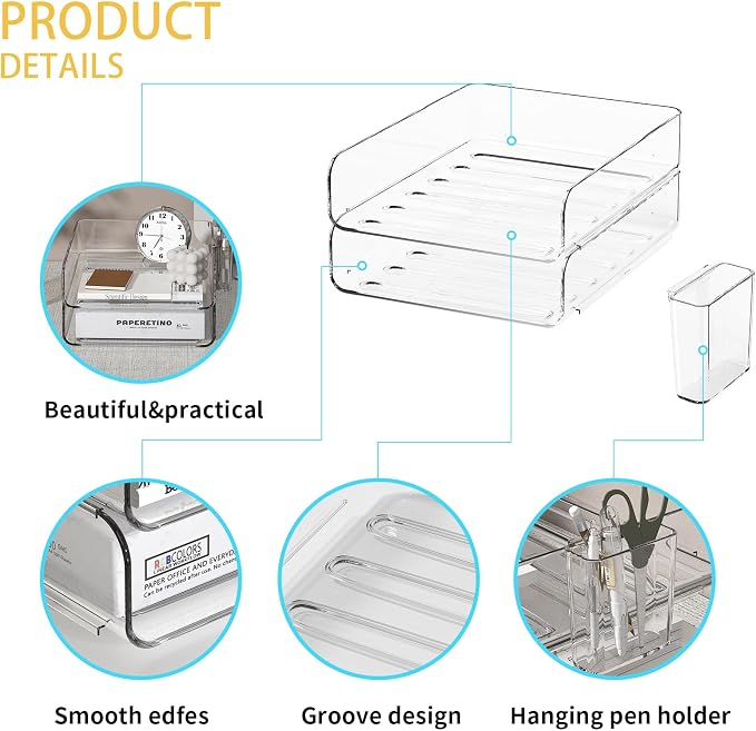 FANXIYQ 2-Tier Acrylic Paper Tray Organizer - Image 3